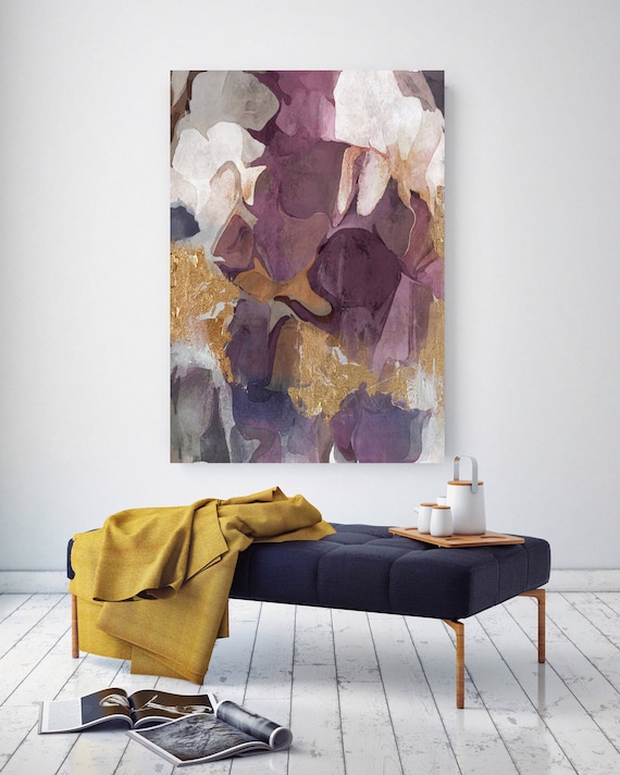 Purple Gold Mix. Abstract Paintings Art, Wall Decor, Extra Large Abstract Colorful Contemporary Canvas Art Print up to 80" by Irena Orlov