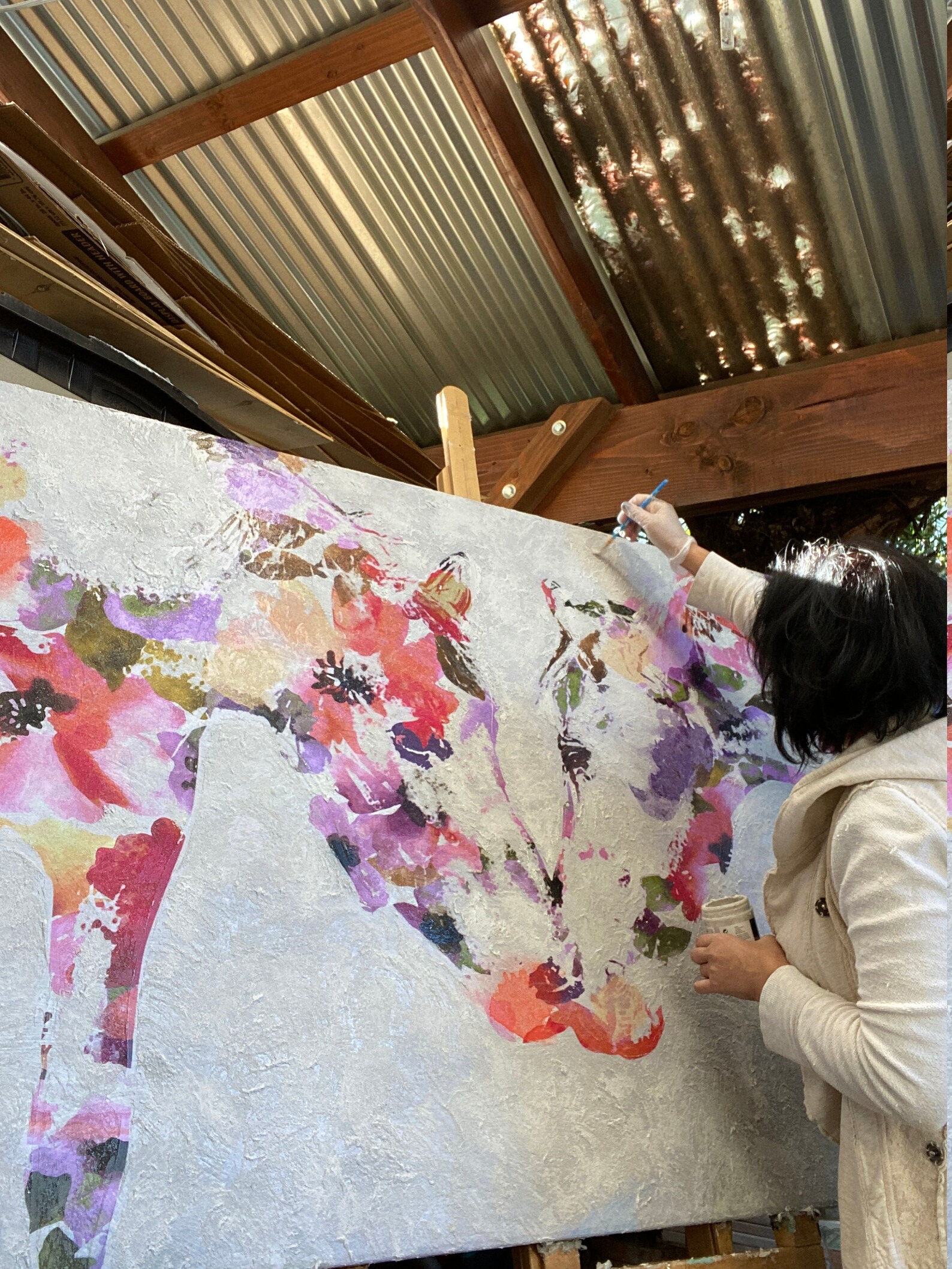 Horse painting BOHEMIAN Mixed Media Horse Painting Canvas Etsy