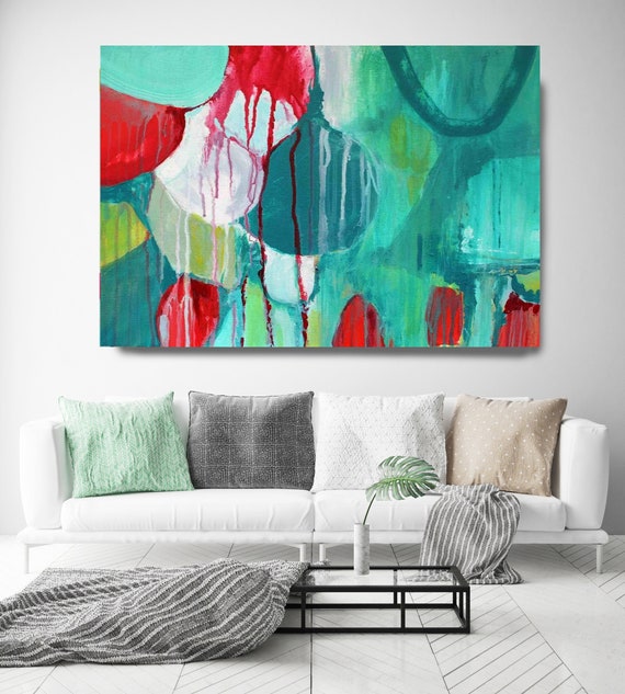 Sensation. Green Abstract Art, Wall Decor, Extra Large Abstract Colorful Contemporary Canvas Art Print up to 72" by Irena Orlov