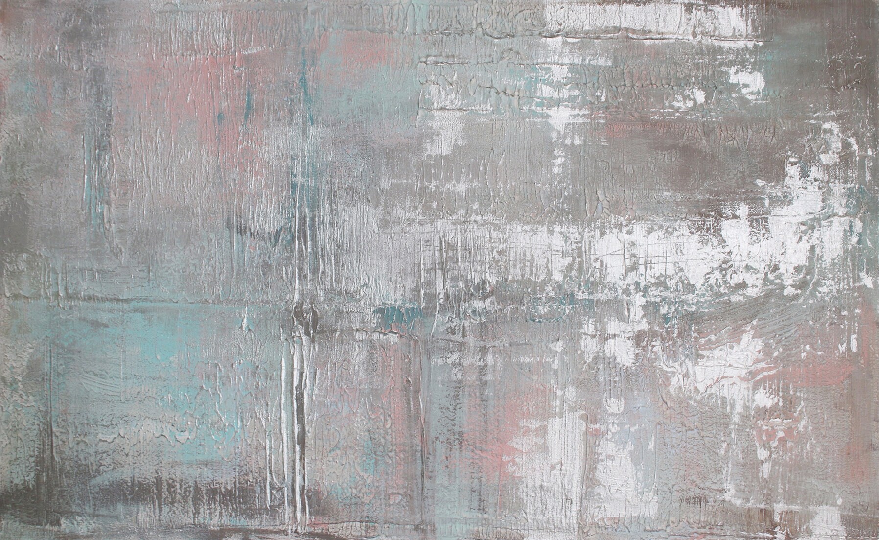 Silver Pink Teal Abstract Painting Silver Art Abstract Painting Extra