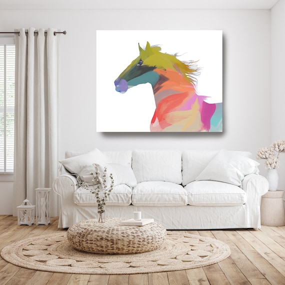 Horse Large Canvas, Horse Art, Color Wrapped Horse 1, Abstract Horse Canvas Print, Abstract Colorful Horse Portrait
