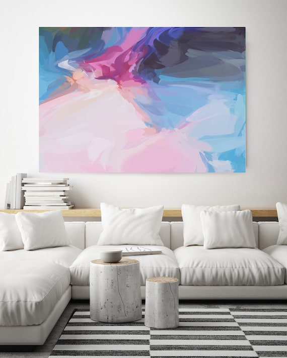 Romantic vibe, Blue Pink Abstract Painting, Large abstract painting Original abstract painting Canvas painting Large canvas art