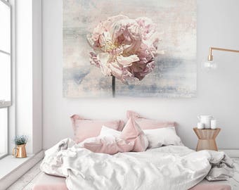 Shabby Chic Floral Canvas Wall Art, Peony Canvas Wall Art, Shabby Chic Flower, Pink Peony Print, Peony Wall Art Print, Shabby Chic Art