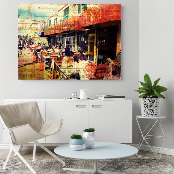 Venice Boardwalk. Extra Large Architectural Cityscape Canvas Art Print. Rustic Brown URBAN Canvas Art Print up to 72" by Irena Orlov