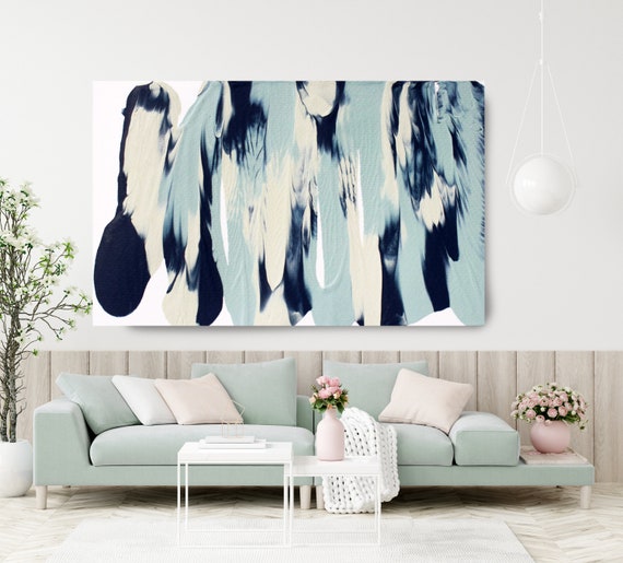 Blue Reflection, Turquoise Blue Abstract Painting  Modern Art Abstract Painting Extra Large Painting Extra Large Abstract Canvas Print