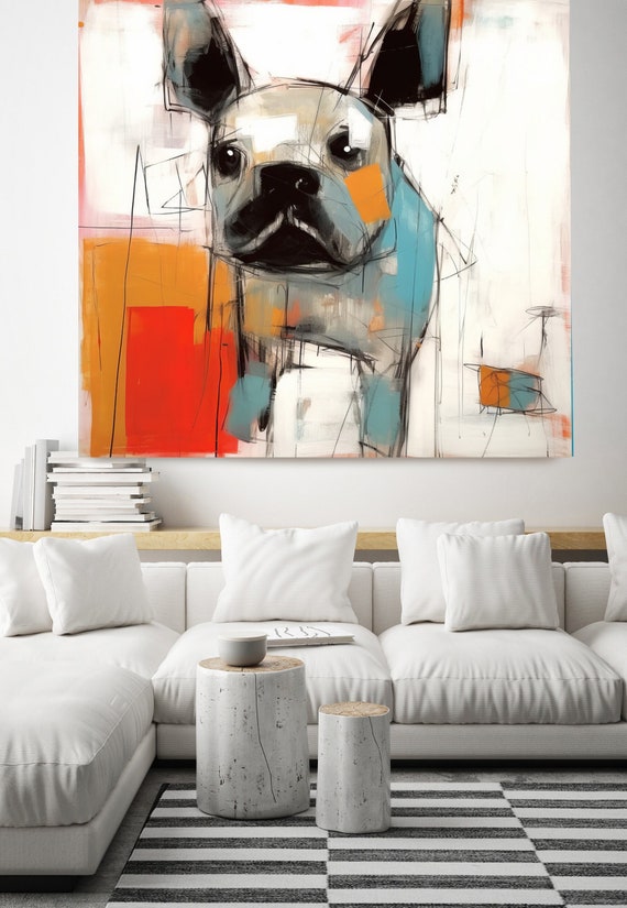 Dogs Canvas Wall Art Print | Dog Portrait Art | Canvas Wall Decor | Animal Wall Art | Rustic Wall Decor | Pet Painting | Livingroom Decor