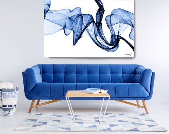 Blue Abstract | Abstract Blue Art | Abstract Painting | Wall Decor | Canvas Art Print | Blue Brushstrokes Painting Print, Waves Art, Fluid