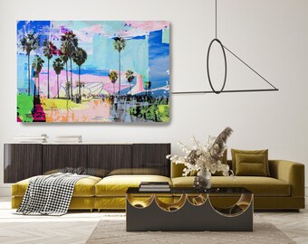 Los Angeles Canvas Art Print, Cityscape Art, Contemporary Art, Venice Beach Artwork, Los Angeles Art, One Summer Day at Venice Beach 1