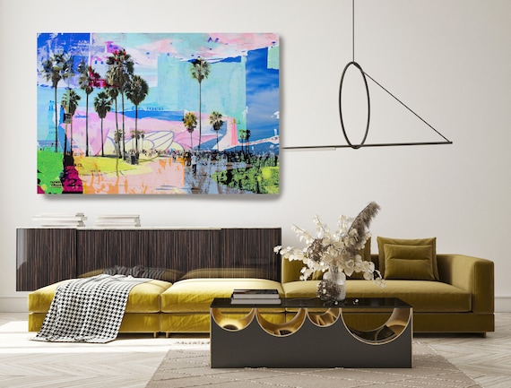 Los Angeles Canvas Art Print, Cityscape Art, Contemporary Art, Venice Beach Artwork, Los Angeles Art, One Summer Day at Venice Beach 1