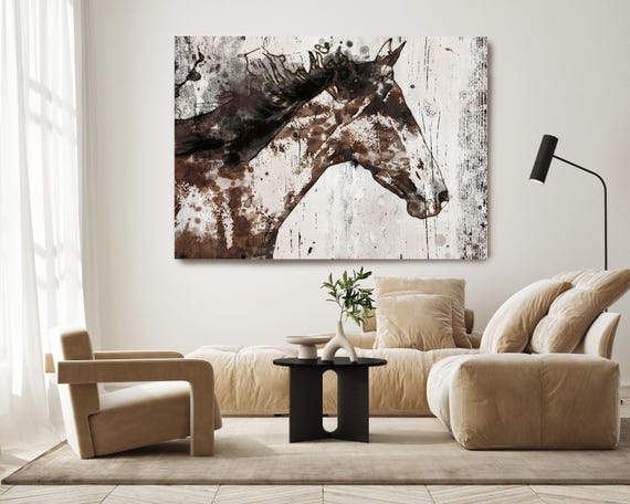 Galaxy Horse Extra Large Horse Wall Decor, Brown Horse Large Horse Portrait Canvas Art Print Abstract Horse, Equine Art, Horse