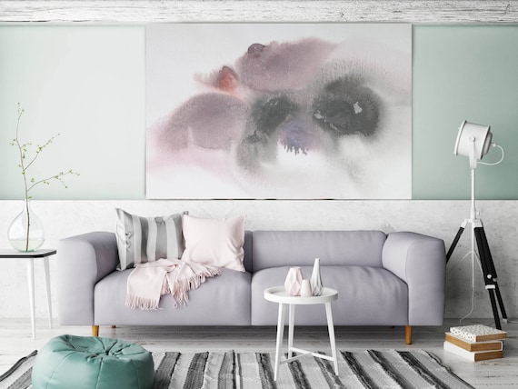 Pastel Spring. Pink Abstract Paintings Art, Extra Large Abstract Pink Gray Contemporary Canvas Art Print up to 72" by Irena Orlov