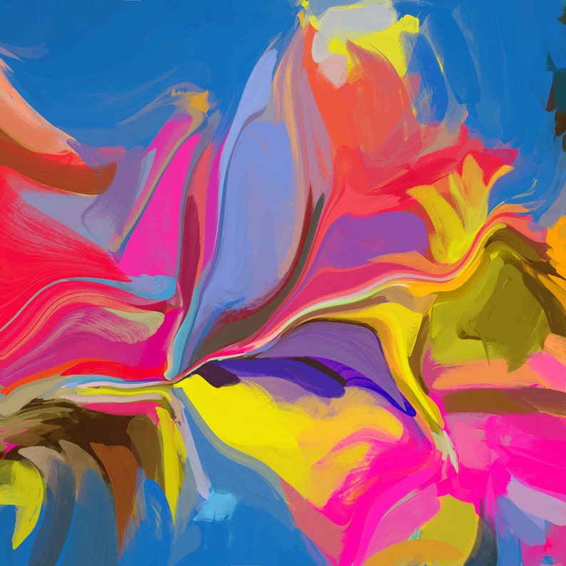 Blue Yellow Abstract Fine Art Canvas Abstract Art | Etsy