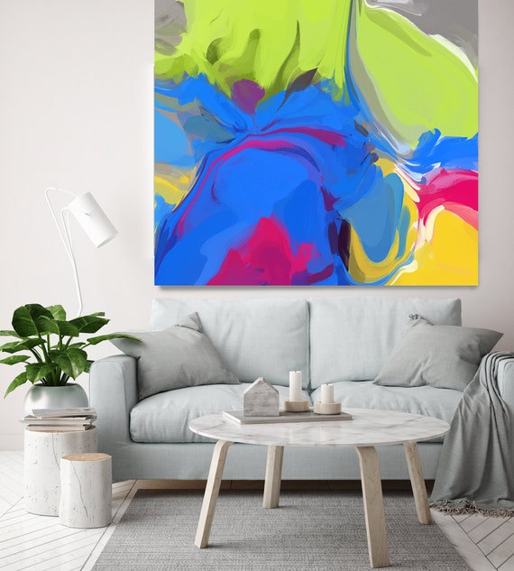 Electric Collection 4 Neon Colors Blue Green Abstract Painting, Original Painting Wall Decor, Large Abstract Canvas Art Print Irena Orlov