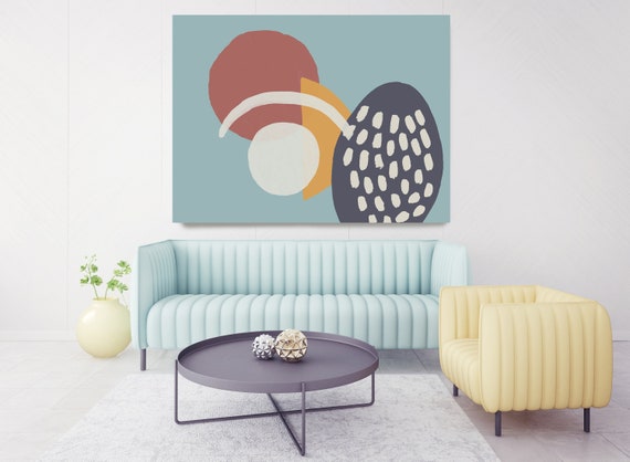 Minimalist Earthy Palette 2. Line Art Modern Canvas Art Print Scandinavian print Minimalist art Blue Brown Minimal Contemporary Modern art