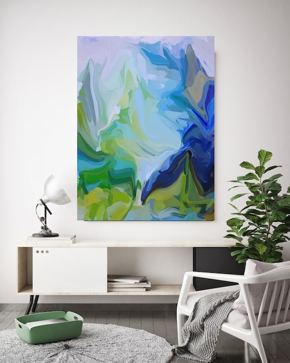 Ultramarine and Green Sea 2, Green Blue Abstract Painting, Abstract Painting, Contemporary Art, Hand Painted extra large canvas print