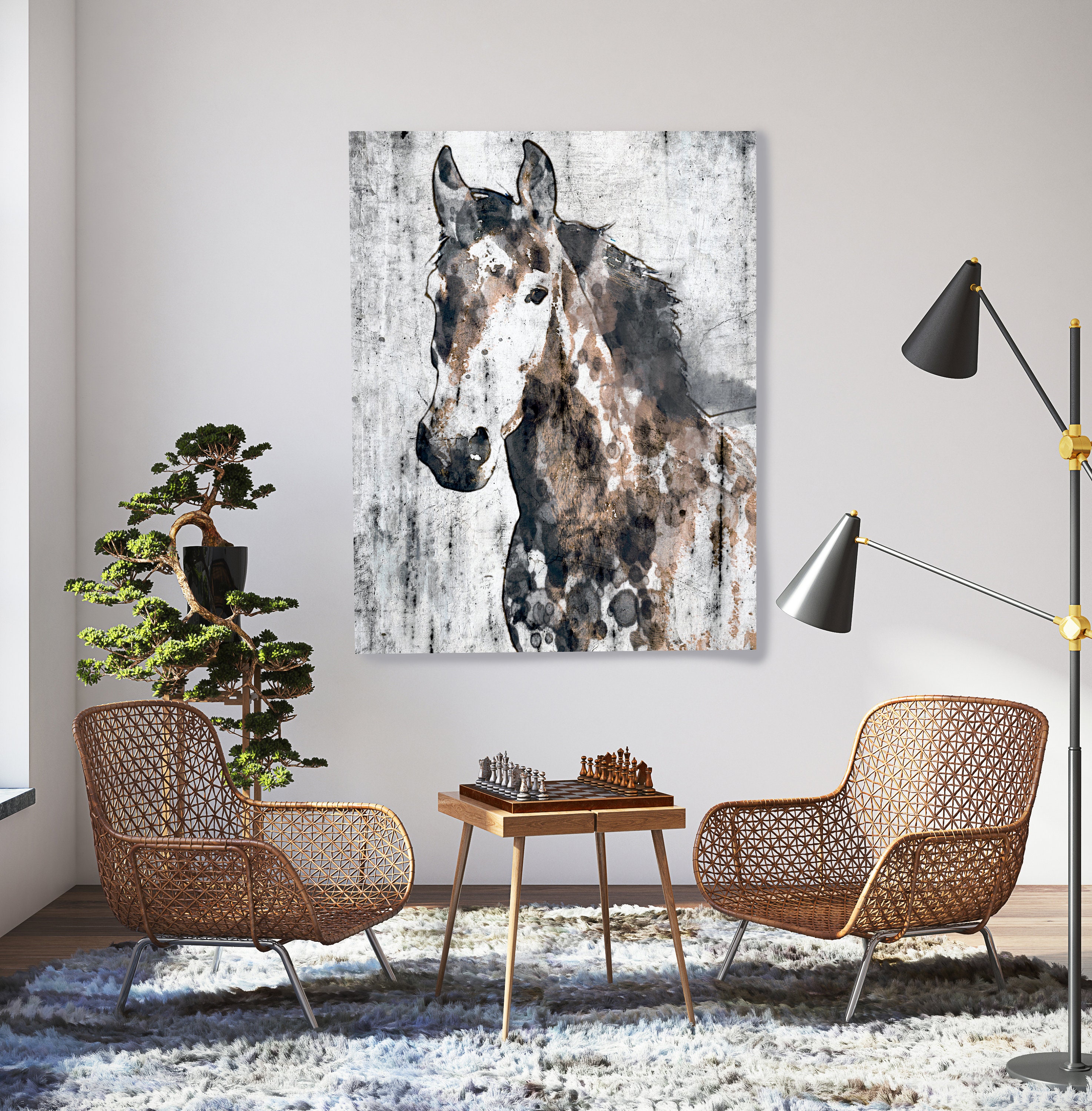 Horse Portrait II. Horse Art Large Canvas, Horse Art, Brown Rustic