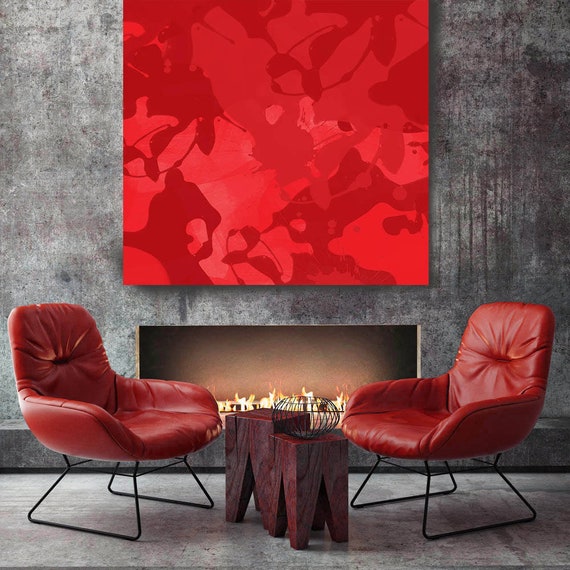 Red Abstract. Abstract Paintings Art, Wall Decor, Extra Large Abstract Colorful Contemporary Canvas Art Print up to 48" by Irena Orlov