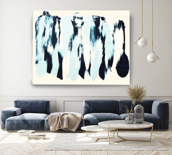 Blue Reflection 6, Light Blue Abstract Painting Modern Art Abstract Painting Extra Large Painting Extra Large Abstract Canvas Print