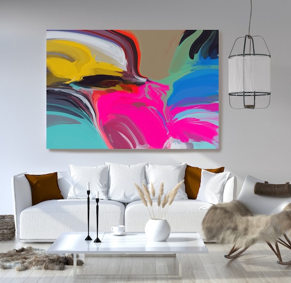 Bohemian Large Abstract Art, Colorful Art, Abstract Canvas Print Large Modern Abstract Wall Art, Abstract Painting, Mysteries of Afternoon