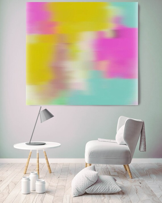 3D Blurred Boundaries - Yellow Pink Abstract Expressionism N14. Canvas Print by Irena Orlov