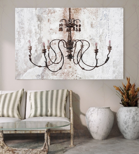 Chandeliers canvas print, Chandelier painting, Shabby Chic chandelier, Brown Chandelier Canvas Print, Chandelier Wall Decor