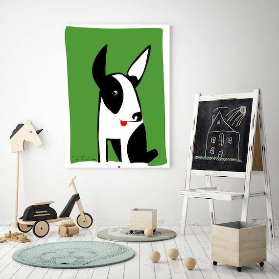 Boomer. Green Dog Large Kids Canvas Art Print, Wall Decor, Childrens Prints, Kids Art up to 72", Green Dog Canvas Art Print by Zeev Orlov