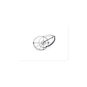 May include: A minimalist design featuring two overlapping circles with geometric lines and dots. A curved arrow points from one circle to the other. The artwork is in shades of black and white, set against a white background.
