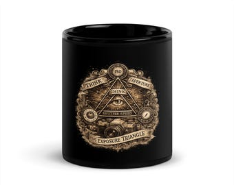 Tazza nera a forma di triangolo per fotografia, regalo per fotografi, tazza da caffè per amanti della fotografia