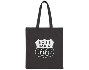 Draagtas Boss Radio 66 Shield | Katoenen canvas retro Route 66-radiologo