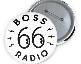 Knop keuzerondje Boss 66 | Aangepaste ronde badge, vintage radiologo