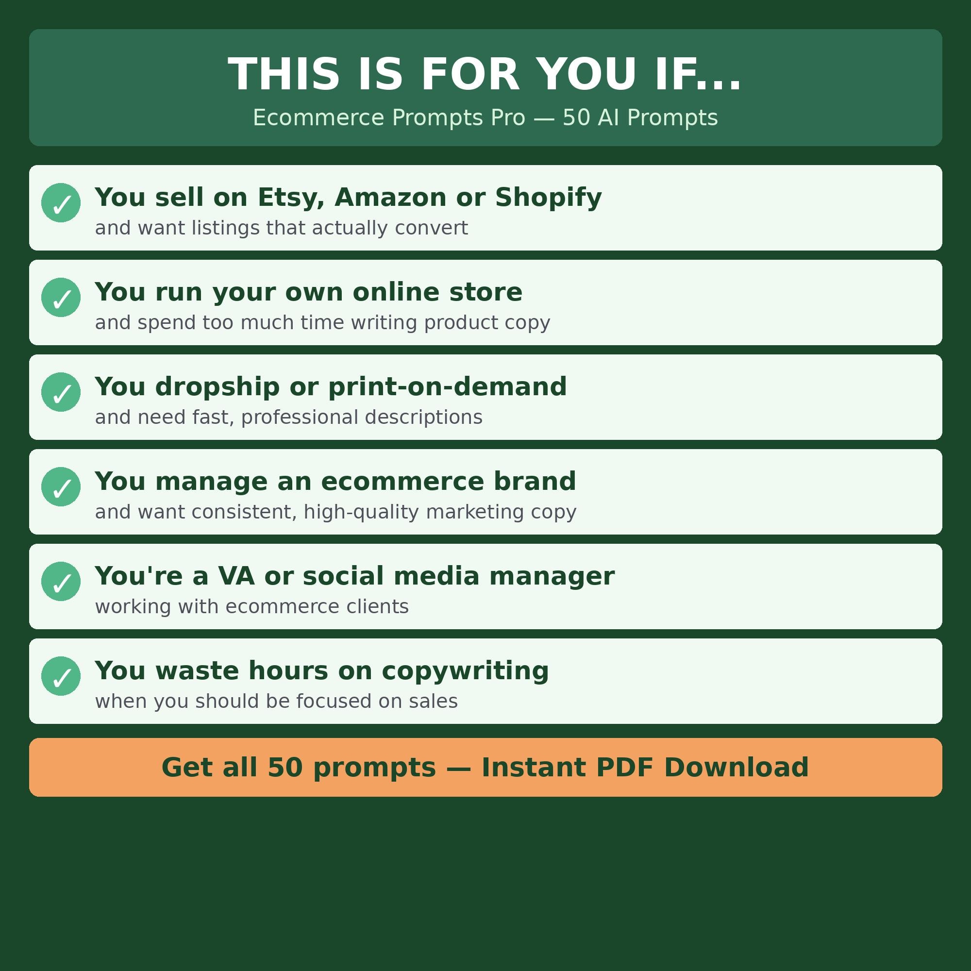 50 AI Prompts for Ecommerce Sellers | Chatgpt Prompts for Online Store ...