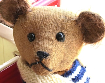 Valentina / Valentine Circa 1920-40 , fur less antique teddy bear with a crown