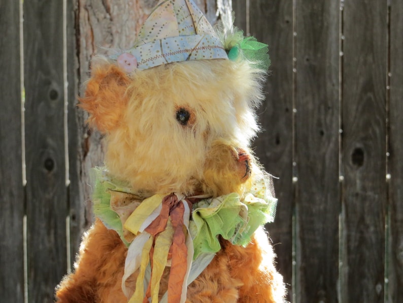 autumn splendor carnival clown teddy bear prairie primitive mohair romantic Fiz Fizzy... HUGE