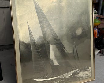 Manifestations Gold Optical Illusionary Art 1980s era Sailboat