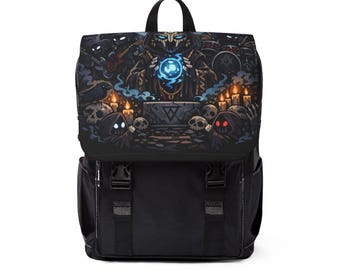Mochila Altar de Nigromante, Arte Fantástico Oscuro, Bolso de hombro con Banda de Ficha de Sueño