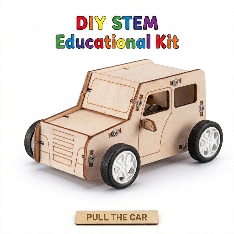 Pick & Mix DIY Build Wooden Montessori Toy Science Experiment Educational STEM Kit for kids Birthday Gift Set Age 6 7 8 9 10 11 12 13 14 Pull the Car