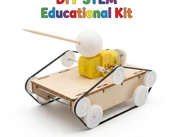 STEM DIY Wooden Electric Tank Toy Science Experiment Educational Kit for Kids Children Birthday Party Gift Bag Age 6 7 8 9 10 11 12 13 14