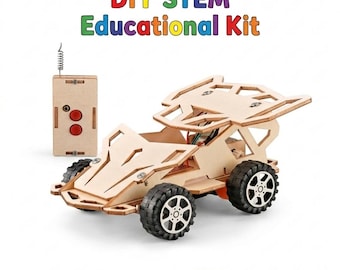 STEM DIY Wooden Remote Control Car Toy Science Experiment Educational Kit for Kids Children Birthday Party Gift Bag Age 6 7 8 9 10 11 12 13