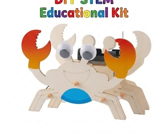 STEM DIY Wooden Crab Robot Toy Science Experiment Educational Kit for Kids Children Birthday Party Gift Bag Age 6 7 8 9 10 11 12 13 14