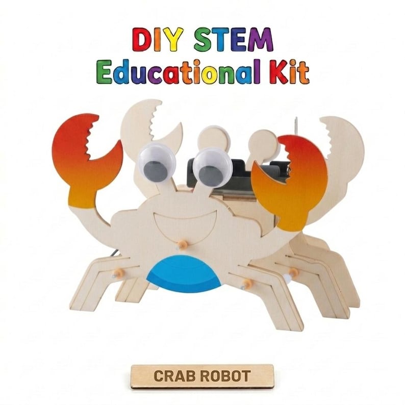 TIGE DIY En Bois Crabe Robot Jouet Expérience Scientifique Kit Éducatif pour Enfants Enfants Fête D'anniversaire Cadeau Sac Âge 6 7 8 9 10 11 12 13 14 image 1