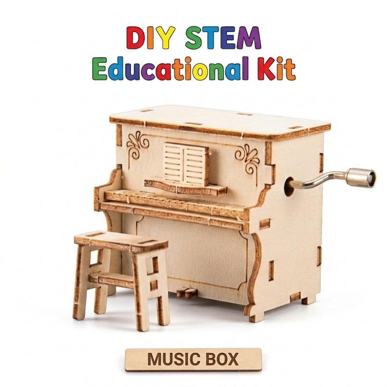 Pick & Mix DIY Build Wooden Montessori Toy Science Experiment Educational STEM Kit for kids Birthday Gift Set Age 6 7 8 9 10 11 12 13 14 Music Box