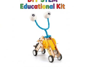 STEM DIY Wooden Worm Robot Toy Science Experiment Educational Kit for Kids Children Birthday Party Gift Bag Age 6 7 8 9 10 11 12 13 14