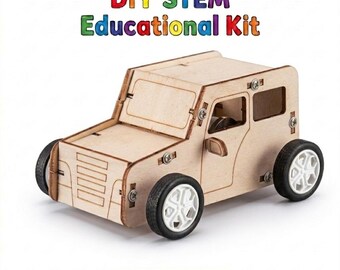 STEM DIY Wooden Pull the Car Toy Science Experiment Educational Kit for Kids Children Birthday Party Gift Bag Age 6 7 8 9 10 11 12 13 14