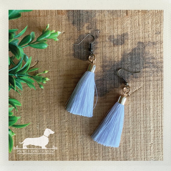 White Tassel. Dangle Earrings