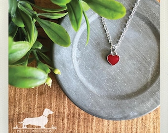 Mini Red Heart Necklace: Romantic Jewelry, Valentine Gift, Dainty, Silver, Nickel Free