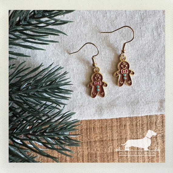 Gingerbread Cookie. Dangle Earrings