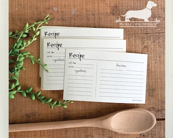 Abby. A Baker's Dozen (Qty 13) Set of Recipe Cards -- (3x5, 4x6, 5x7, Simple, Classic, Wedding Gift, Bridal Shower, Rustic, Farmhouse Chic)