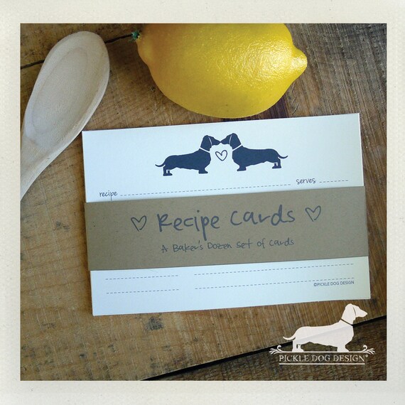 Doxie Love. A Baker's Dozen (Qty 13) Set of Recipe Cards