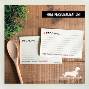 I Heart. Personalizzazione gratuita. Una dozzina di panettieri (quantità 13) Set di schede di ricette 4x6 -- (Moderno, Amore, Cottura al forno, Cucina, Regalo di Natale sotto i 15 anni)