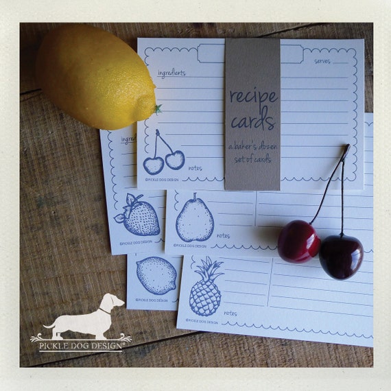 Vintage Fruit. A Baker's Dozen (Qty 13) Set of Recipe Cards